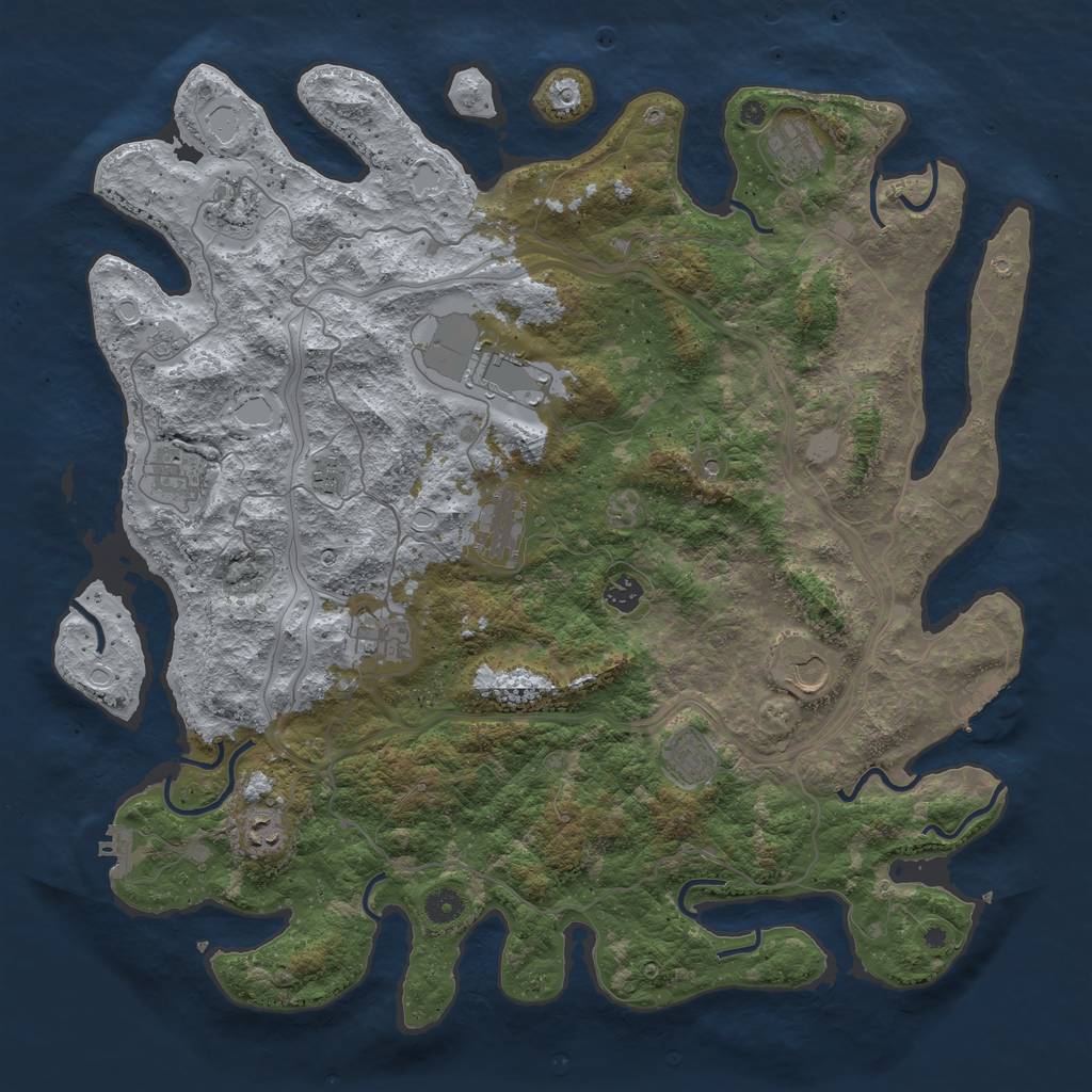 Rust Map: Procedural Map, Size: 4500, Seed: 1888039274, 20 Monuments