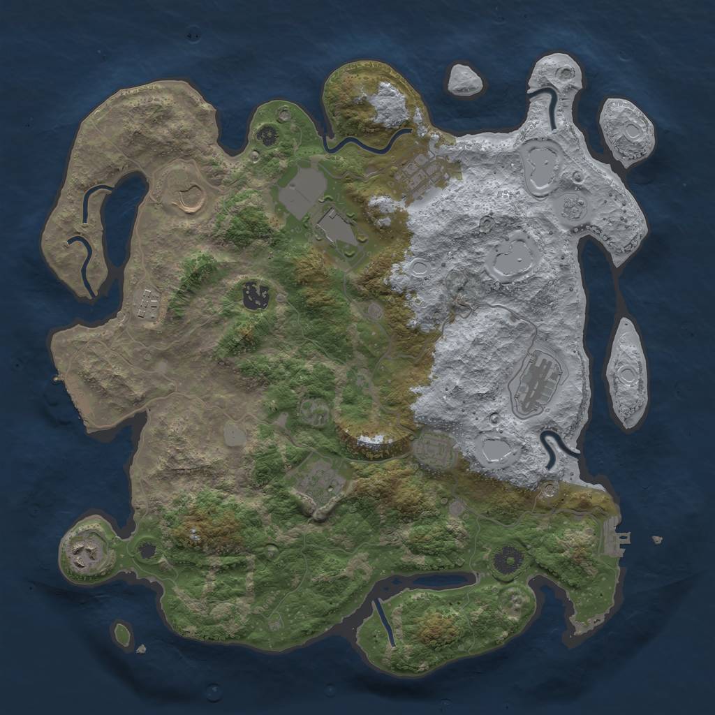 Rust Map: Procedural Map, Size: 3800, Seed: 8128, 18 Monuments