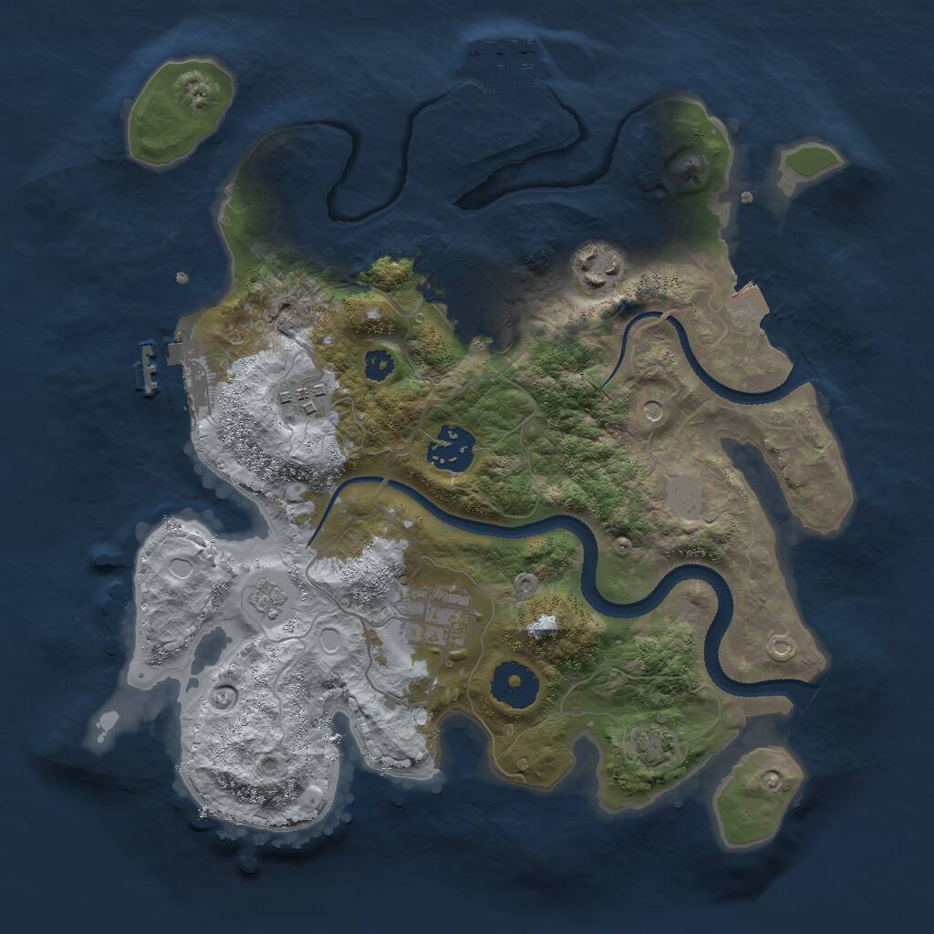 Rust Map: Procedural Map, Size: 3000, Seed: 1183090158, 11 Monuments