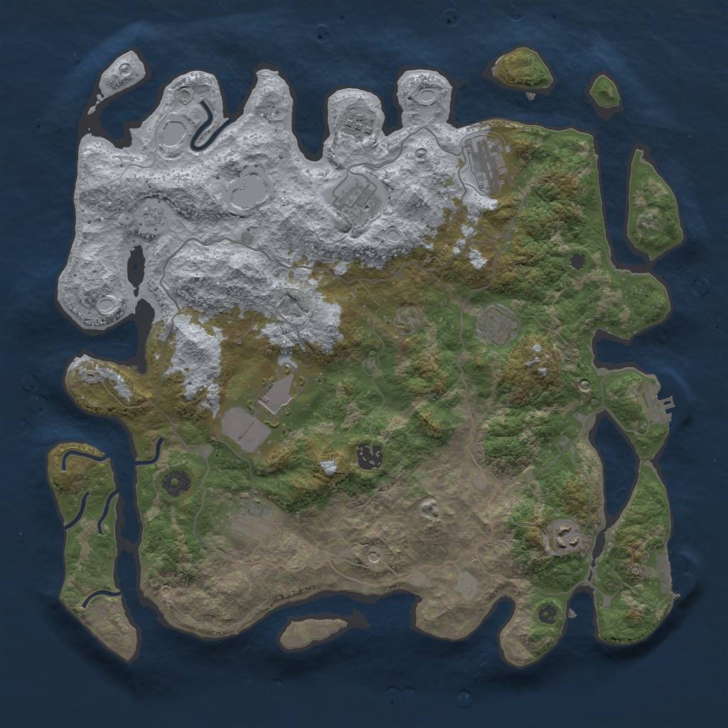 Rust Map: Procedural Map, Size: 4000, Seed: 74371434, 17 Monuments