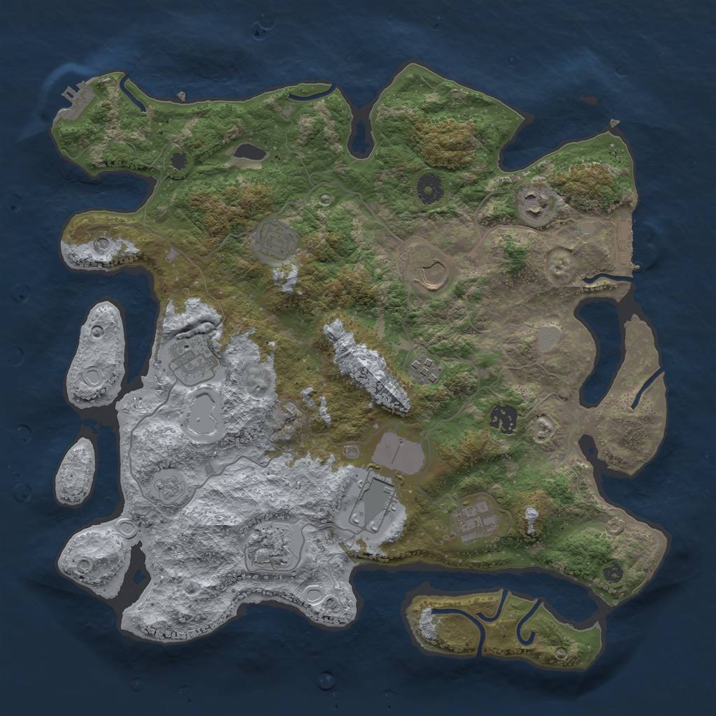 Rust Map: Procedural Map, Size: 3750, Seed: 37272774, 18 Monuments