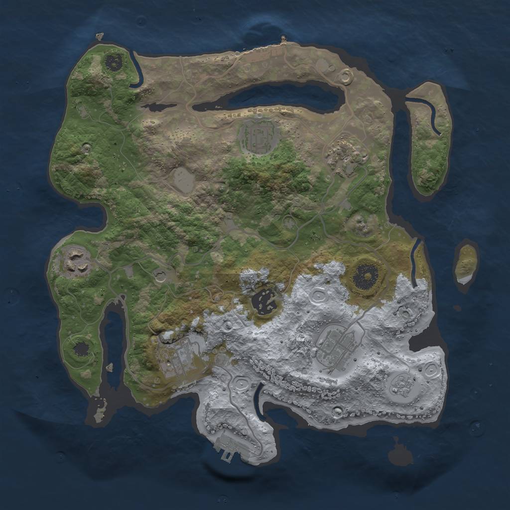Rust Map: Procedural Map, Size: 3000, Seed: 1517732640, 15 Monuments