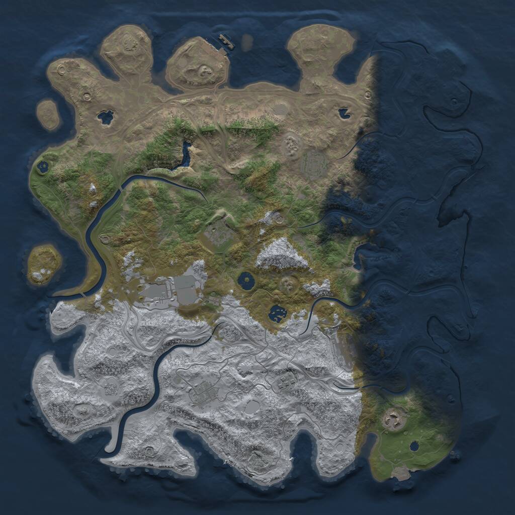 Rust Map: Procedural Map, Size: 4500, Seed: 1293803055, 14 Monuments