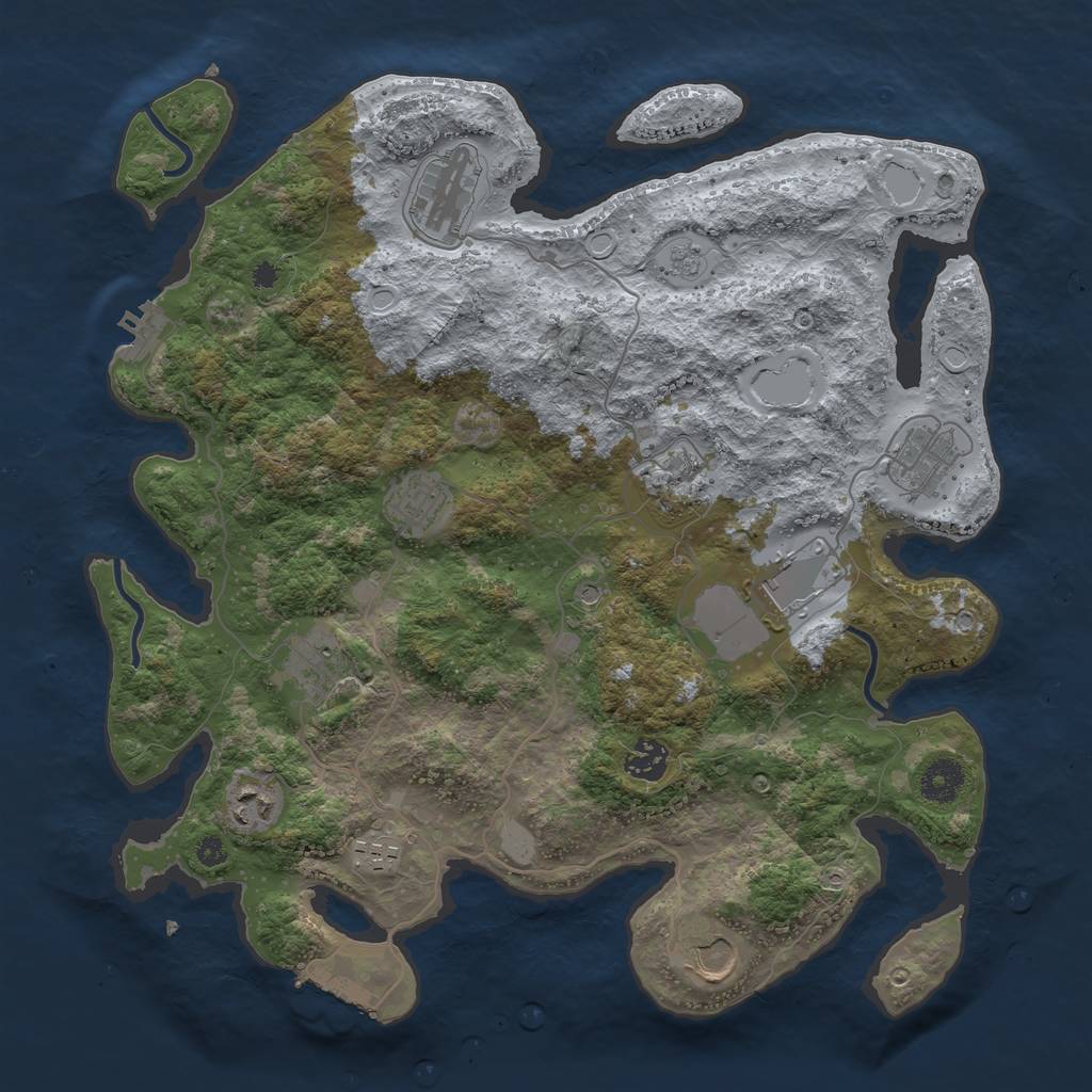 Rust Map: Procedural Map, Size: 3750, Seed: 9500414, 19 Monuments