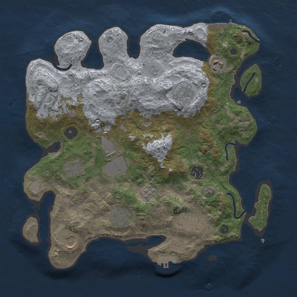 Rust Map: Procedural Map, Size: 3500, Seed: 1375185651, 19 Monuments