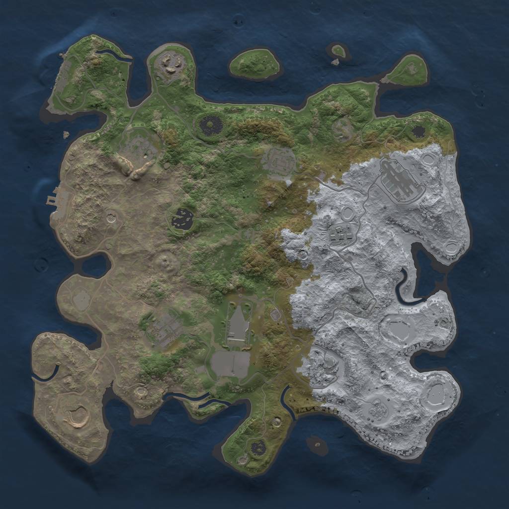 Rust Map: Procedural Map, Size: 3500, Seed: 1886009626, 19 Monuments