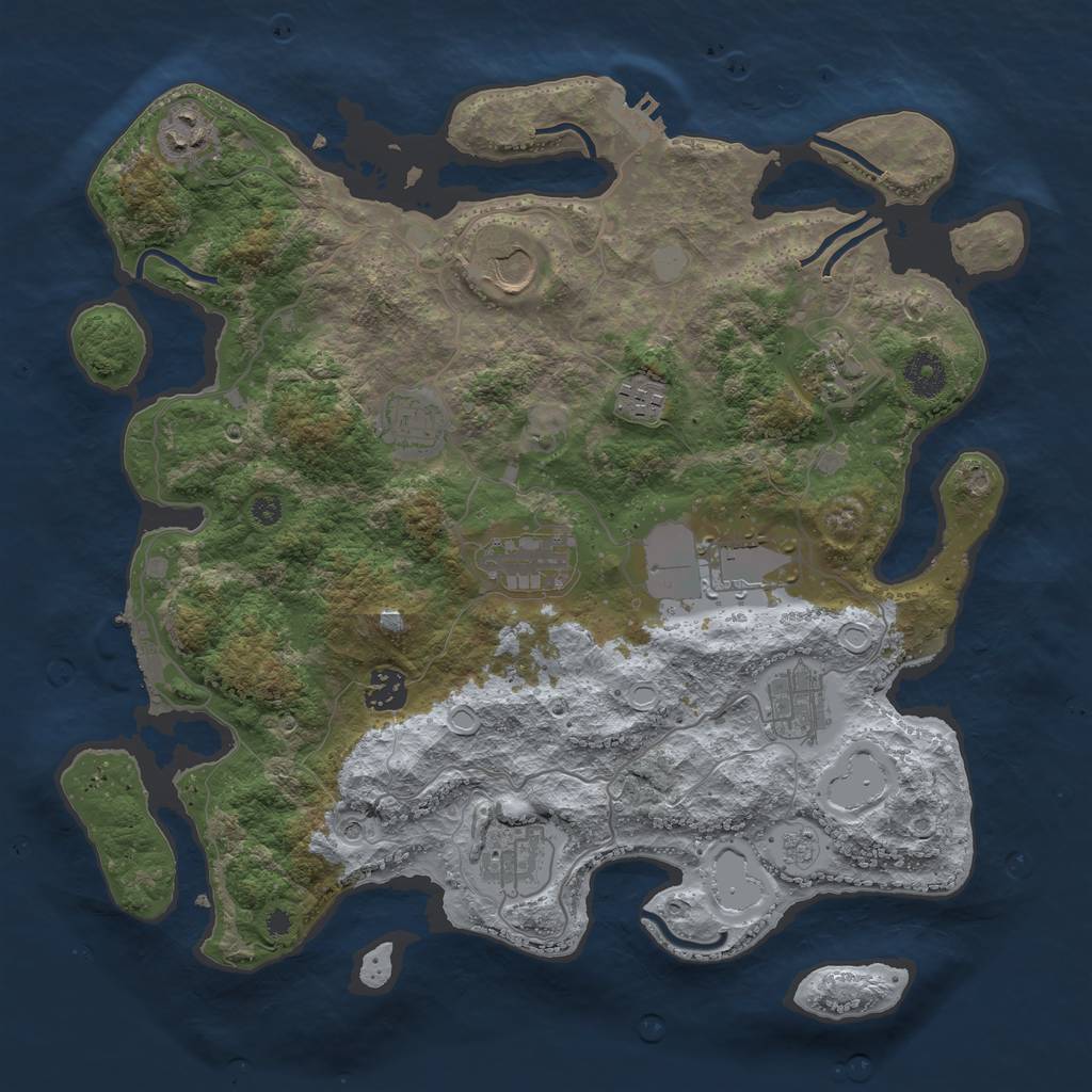 Rust Map: Procedural Map, Size: 3700, Seed: 12594878, 19 Monuments