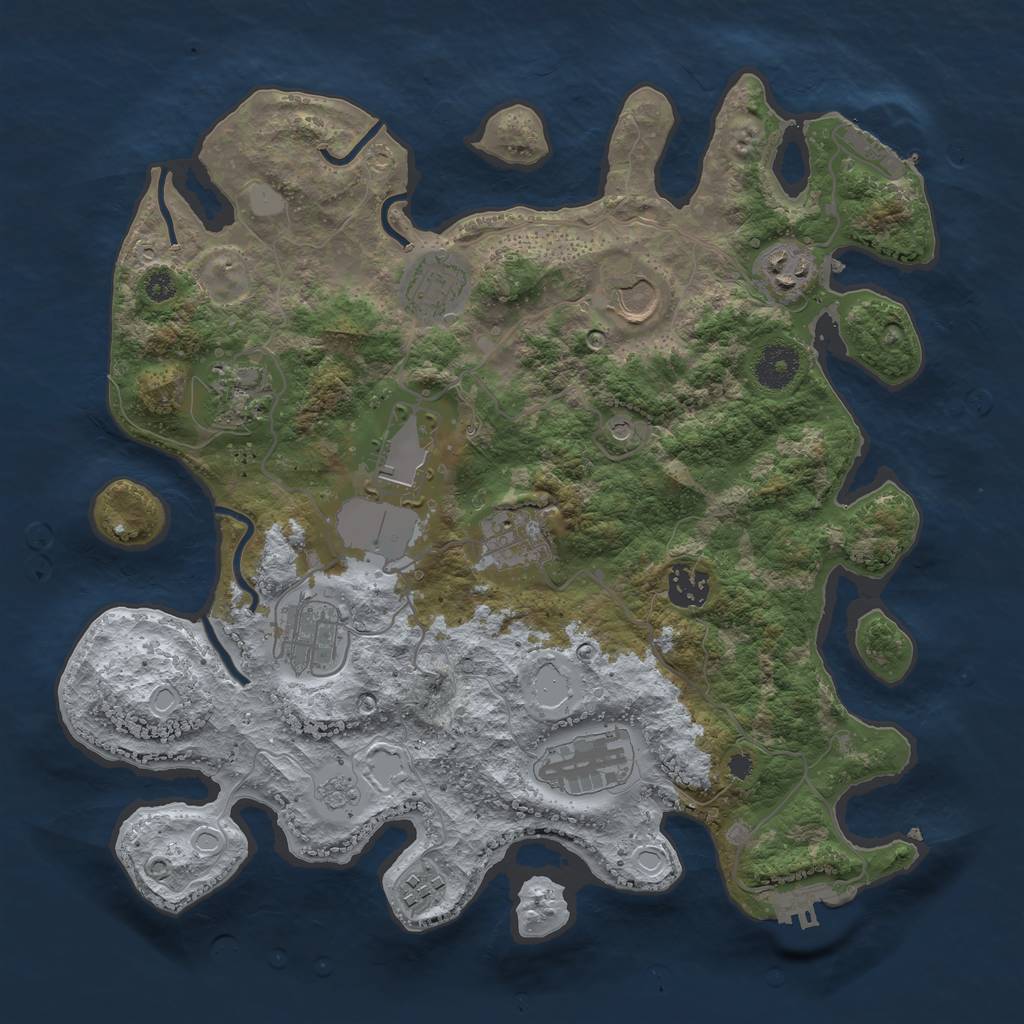 Rust Map: Procedural Map, Size: 3500, Seed: 601089077, 19 Monuments