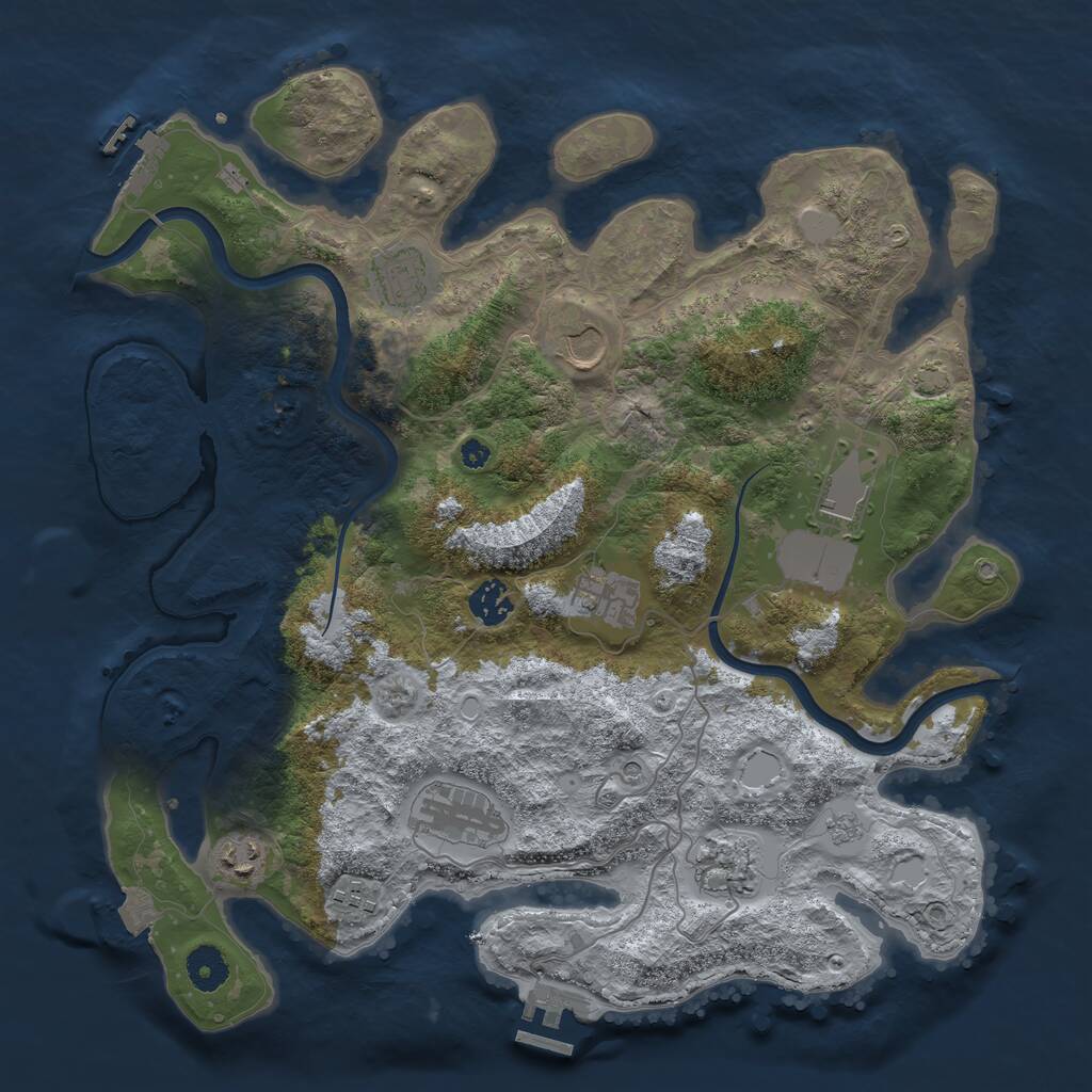 Rust Map: Procedural Map, Size: 3800, Seed: 82128, 15 Monuments