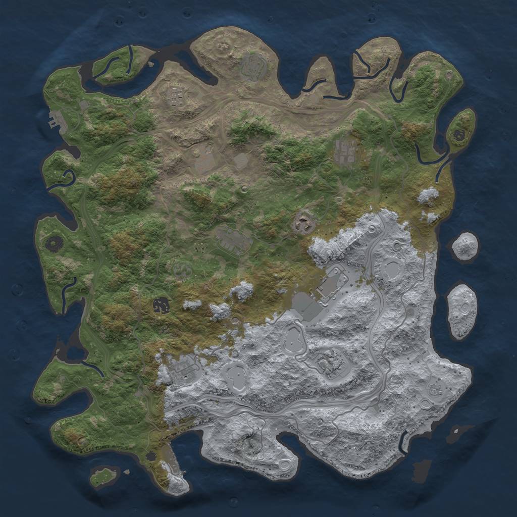 Rust Map: Procedural Map, Size: 4500, Seed: 141414, 19 Monuments