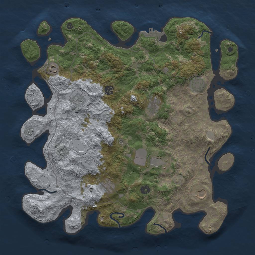Rust Map: Procedural Map, Size: 4000, Seed: 73991084, 17 Monuments