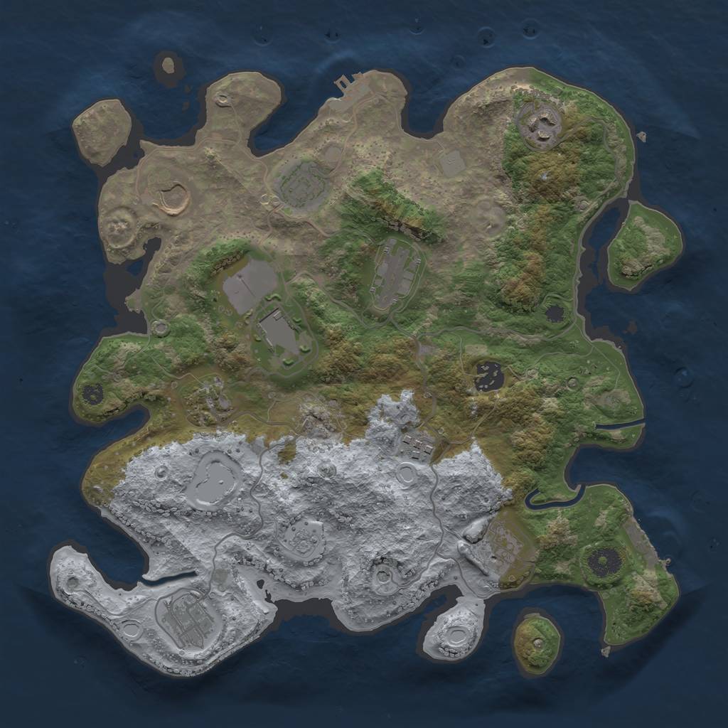 Rust Map: Procedural Map, Size: 3500, Seed: 4570241, 19 Monuments