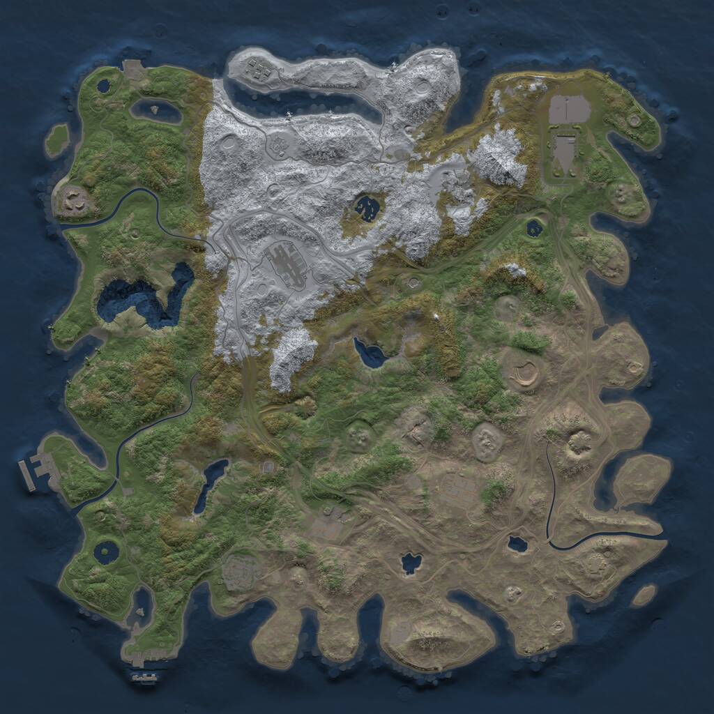 Rust Map: Procedural Map, Size: 4500, Seed: 1972217441, 16 Monuments