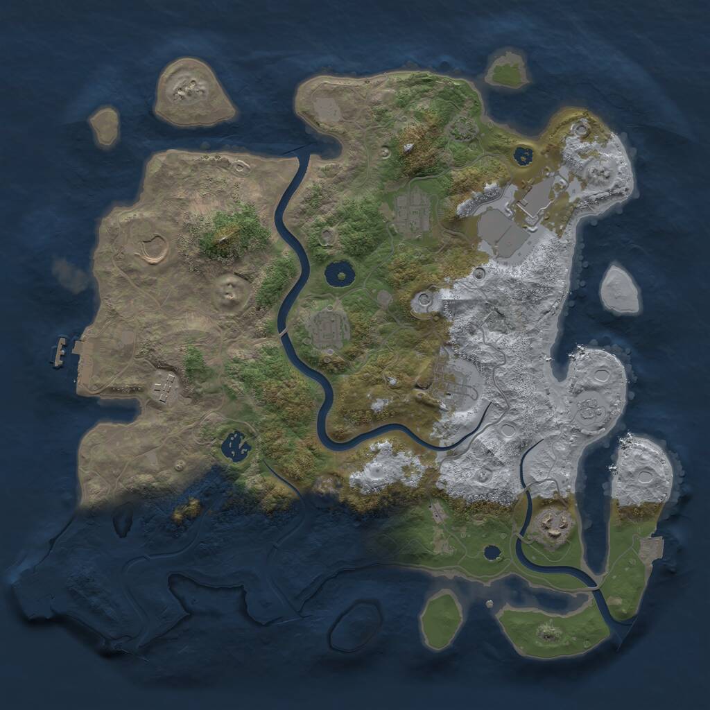 Rust Map: Procedural Map, Size: 3750, Seed: 80324, 14 Monuments