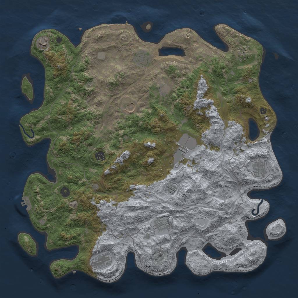 Rust Map: Procedural Map, Size: 4500, Seed: 2132785486, 20 Monuments