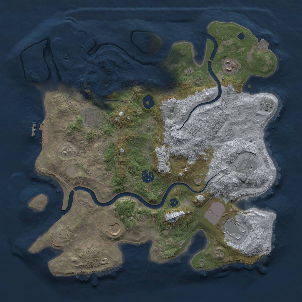Rust Map: Procedural Map, Size: 3600, Seed: 411, 13 Monuments