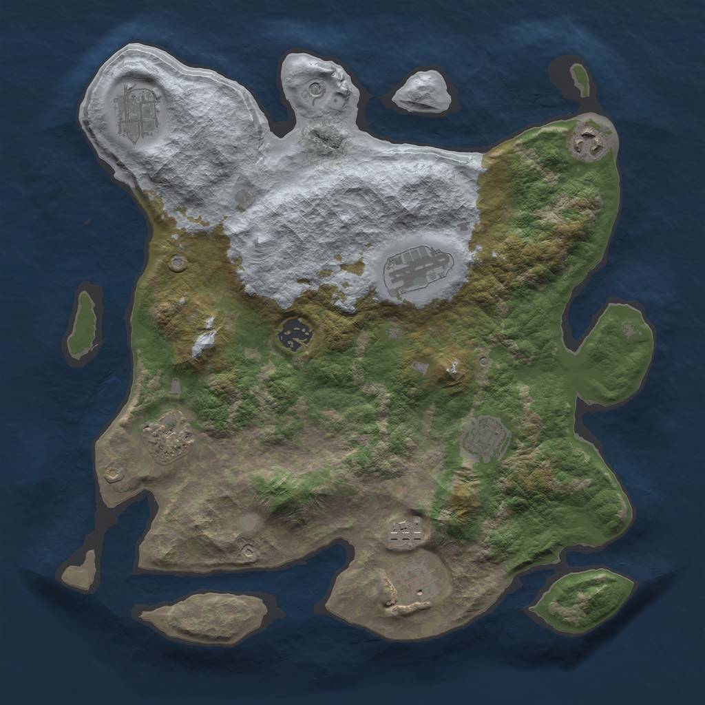 Rust Map: Barren, Size: 3400, Seed: 166713, 11 Monuments