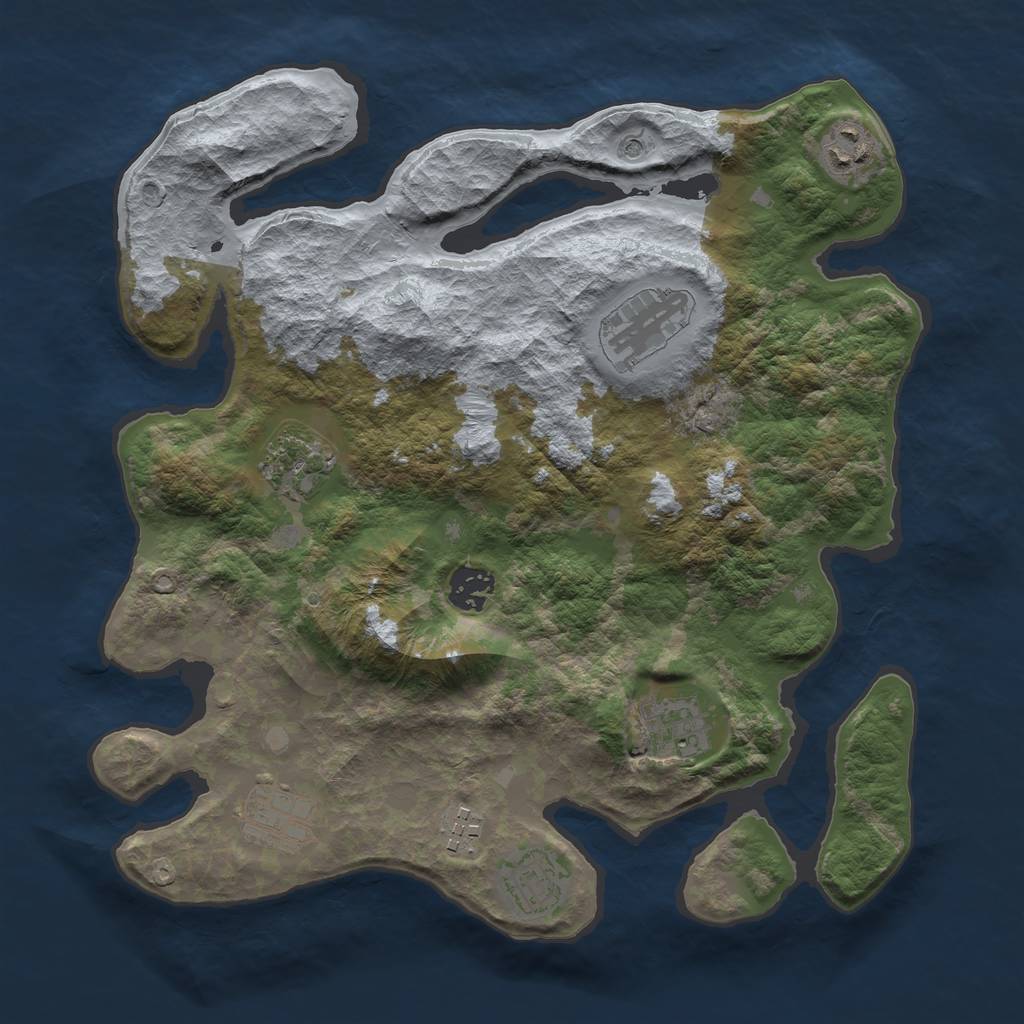 Rust Map: Barren, Size: 3400, Seed: 396987, 11 Monuments