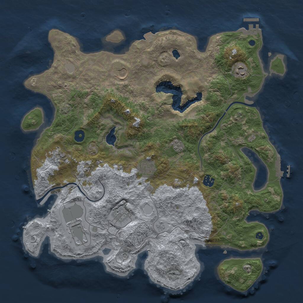 Rust Map: Procedural Map, Size: 4000, Seed: 1407050128, 14 Monuments