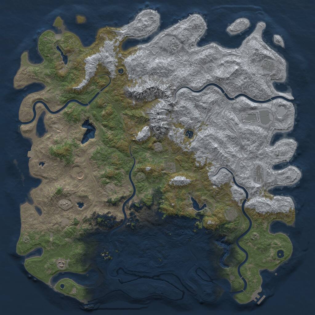 Rust Map: Procedural Map, Size: 6000, Seed: 61053679, 17 Monuments