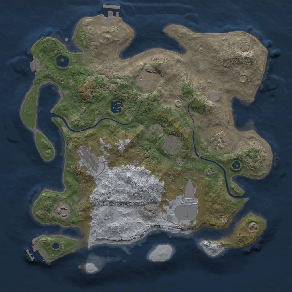 Rust Map: Procedural Map, Size: 3500, Seed: 453804939, 13 Monuments