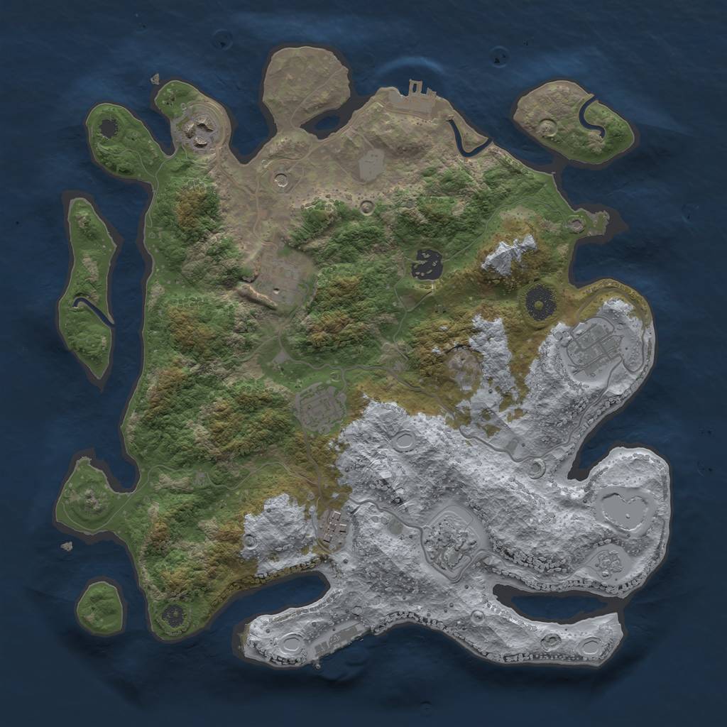 Rust Map: Procedural Map, Size: 3400, Seed: 826096, 16 Monuments