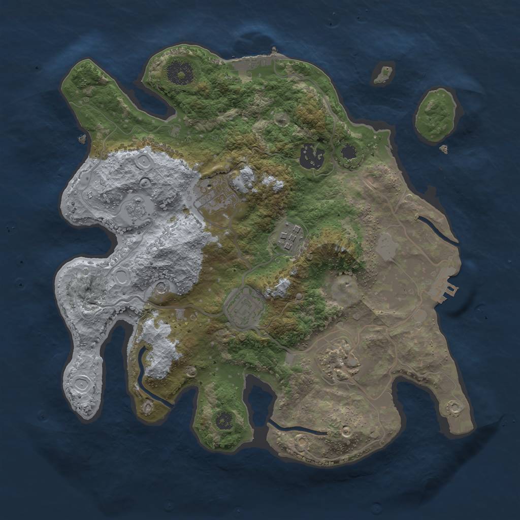 Rust Map: Procedural Map, Size: 3000, Seed: 991782178, 14 Monuments