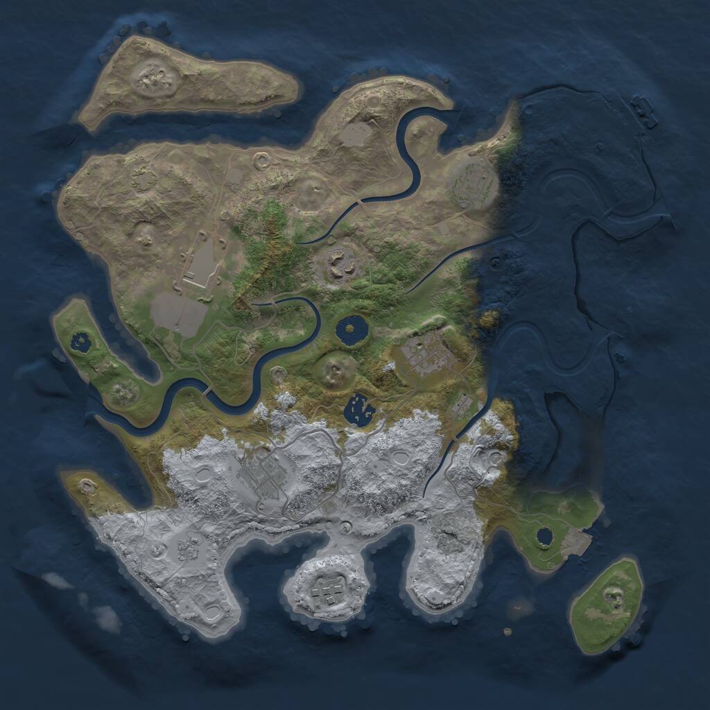 Rust Map: Procedural Map, Size: 3500, Seed: 45647, 12 Monuments