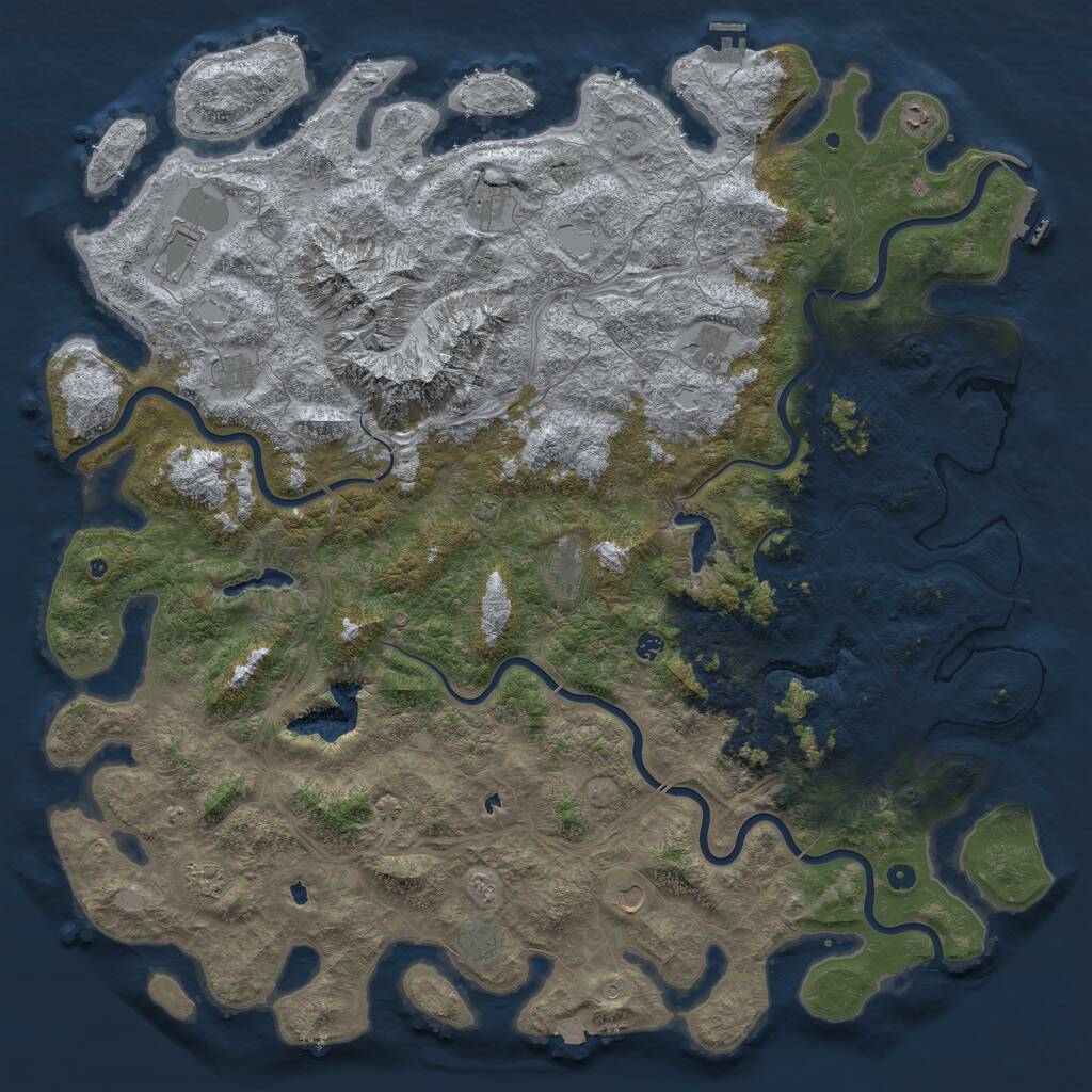 Rust Map: Procedural Map, Size: 6000, Seed: 122255563, 17 Monuments