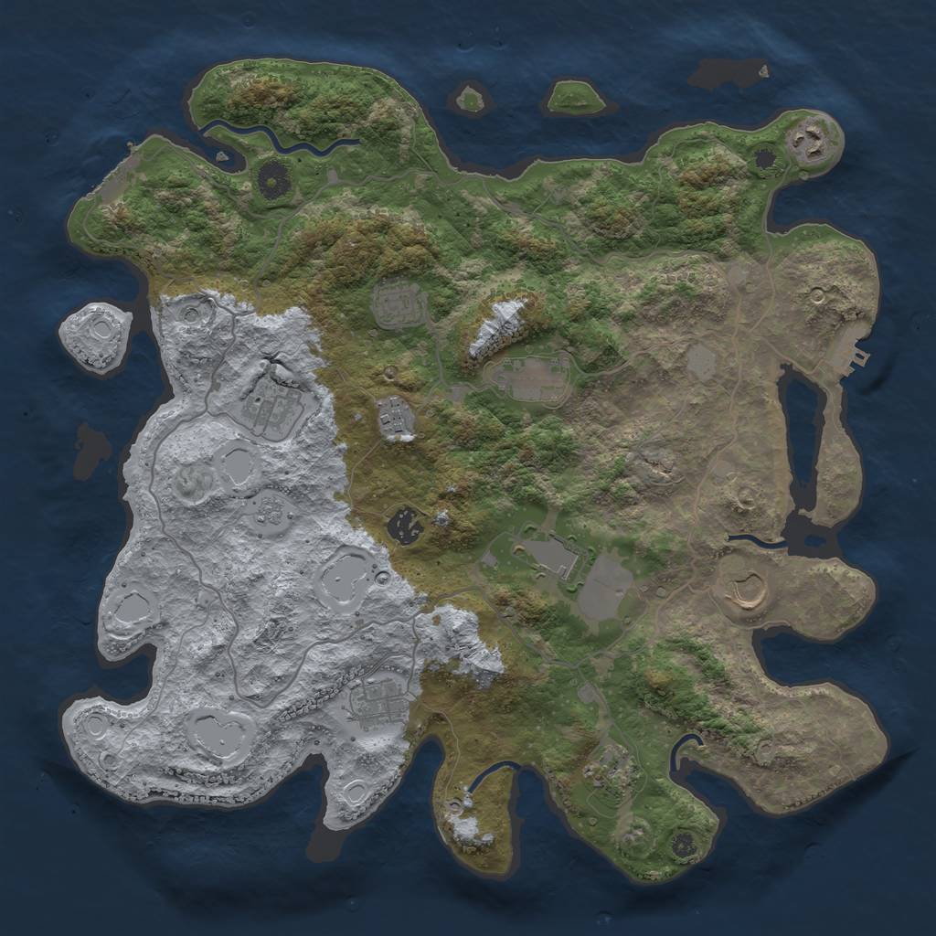 Rust Map: Procedural Map, Size: 4000, Seed: 1369420, 19 Monuments