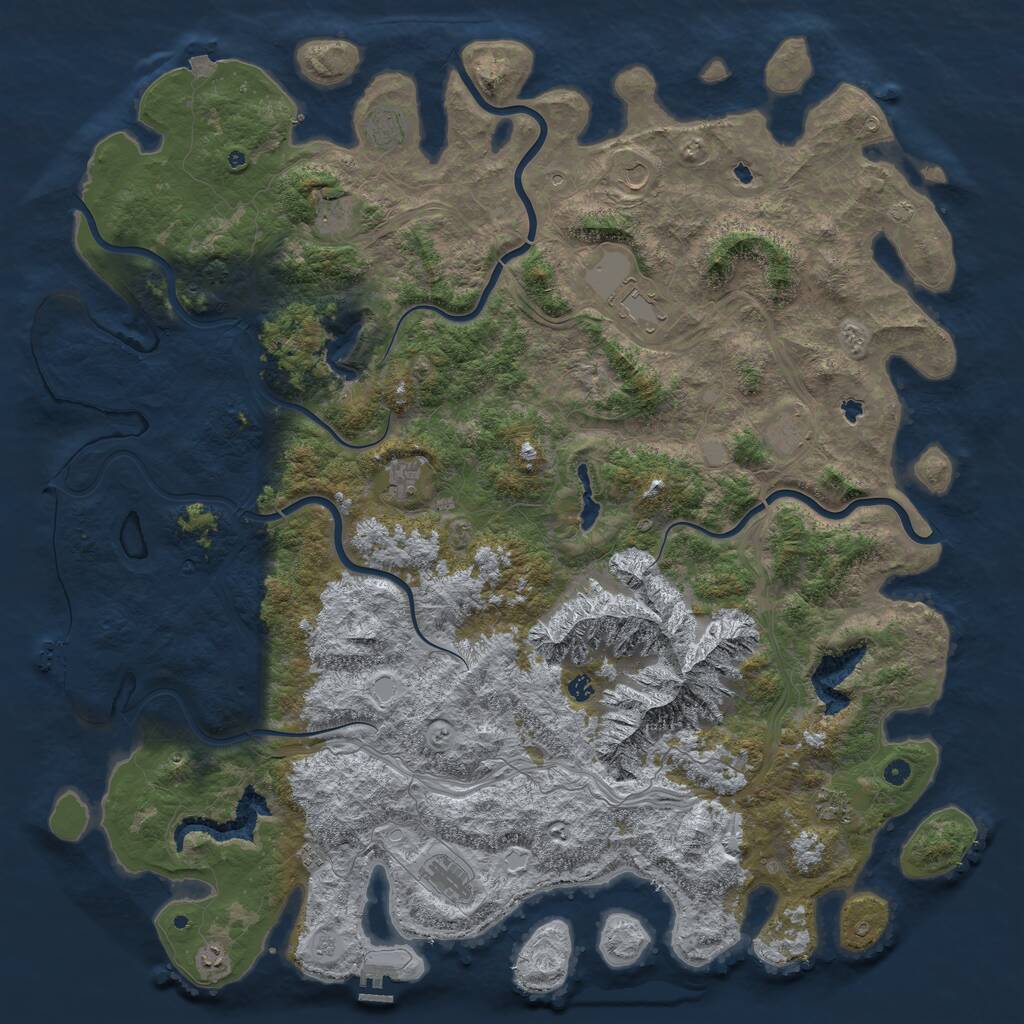 Rust Map: Procedural Map, Size: 6000, Seed: 474626363, 17 Monuments