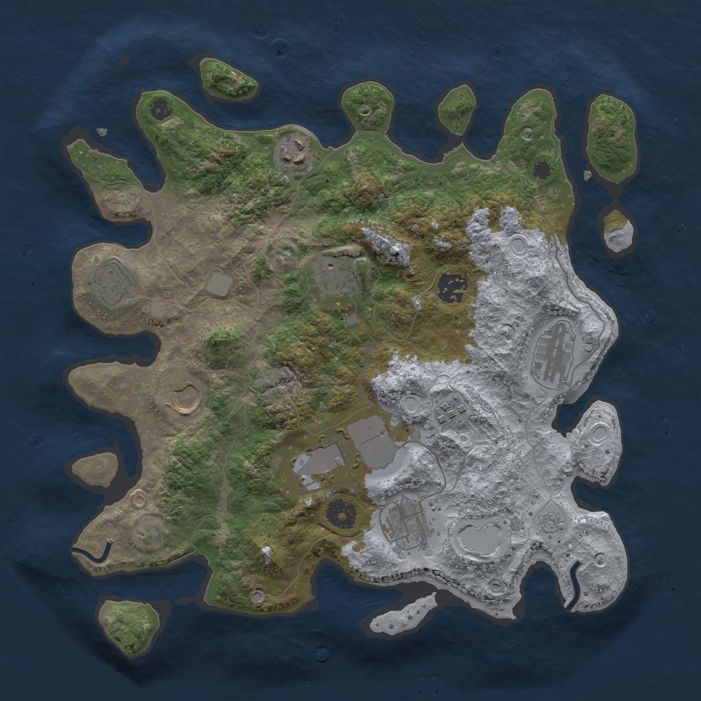 Rust Map: Procedural Map, Size: 3500, Seed: 1725418000, 15 Monuments