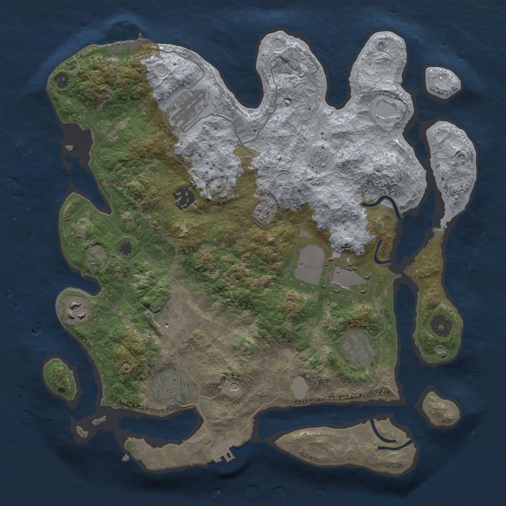 Rust Map: Procedural Map, Size: 3500, Seed: 104179343, 17 Monuments