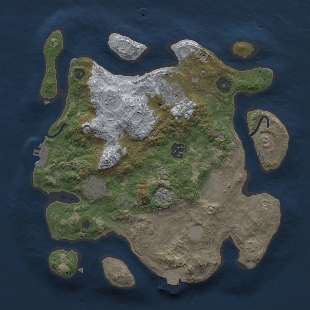 Rust Map: Procedural Map, Size: 3000, Seed: 1180129759, 11 Monuments
