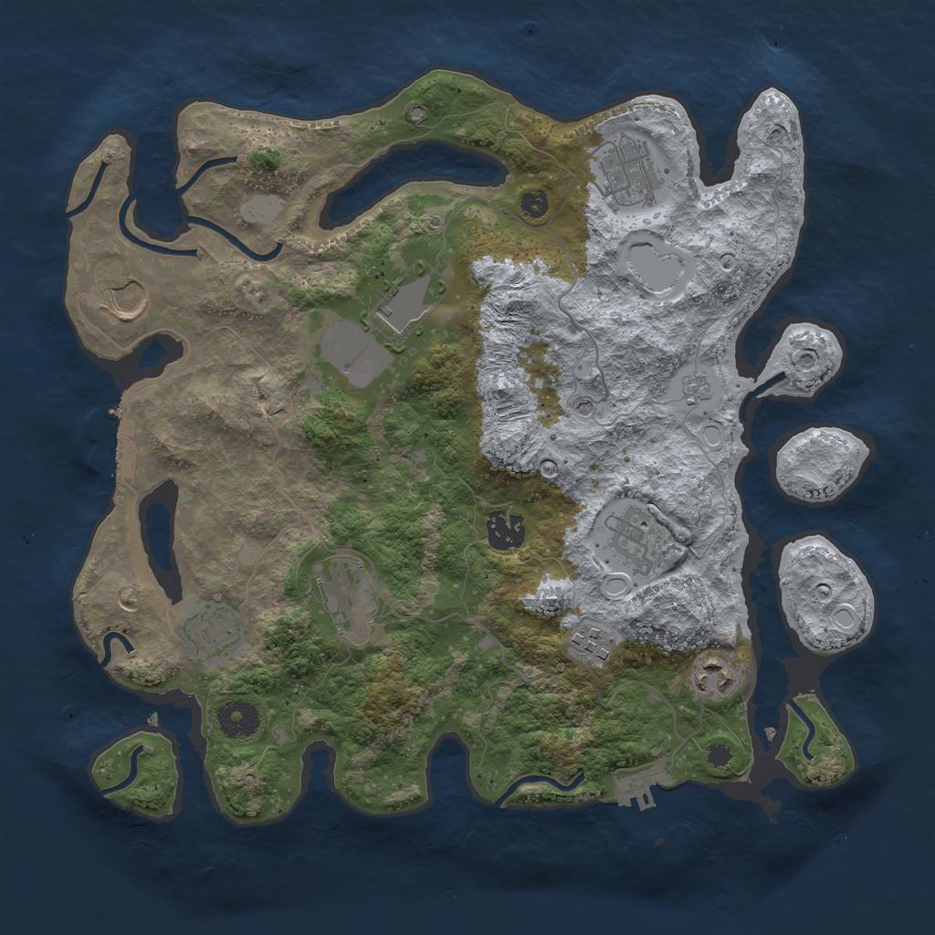 Rust Map: Procedural Map, Size: 3500, Seed: 1088950711, 18 Monuments