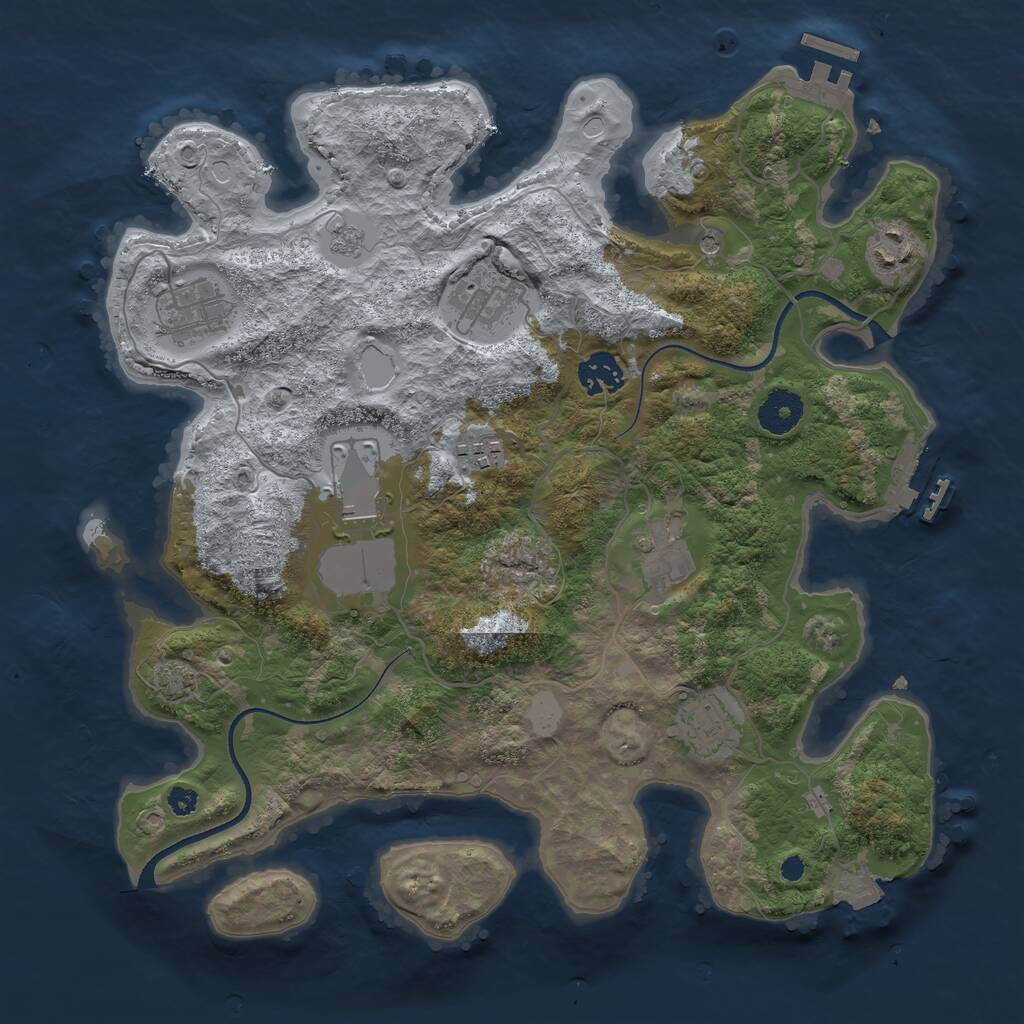 Rust Map: Procedural Map, Size: 3500, Seed: 948617905, 14 Monuments