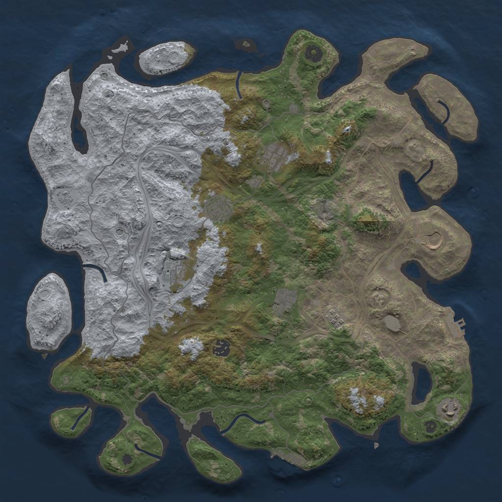 Rust Map: Procedural Map, Size: 4250, Seed: 55227536, 17 Monuments
