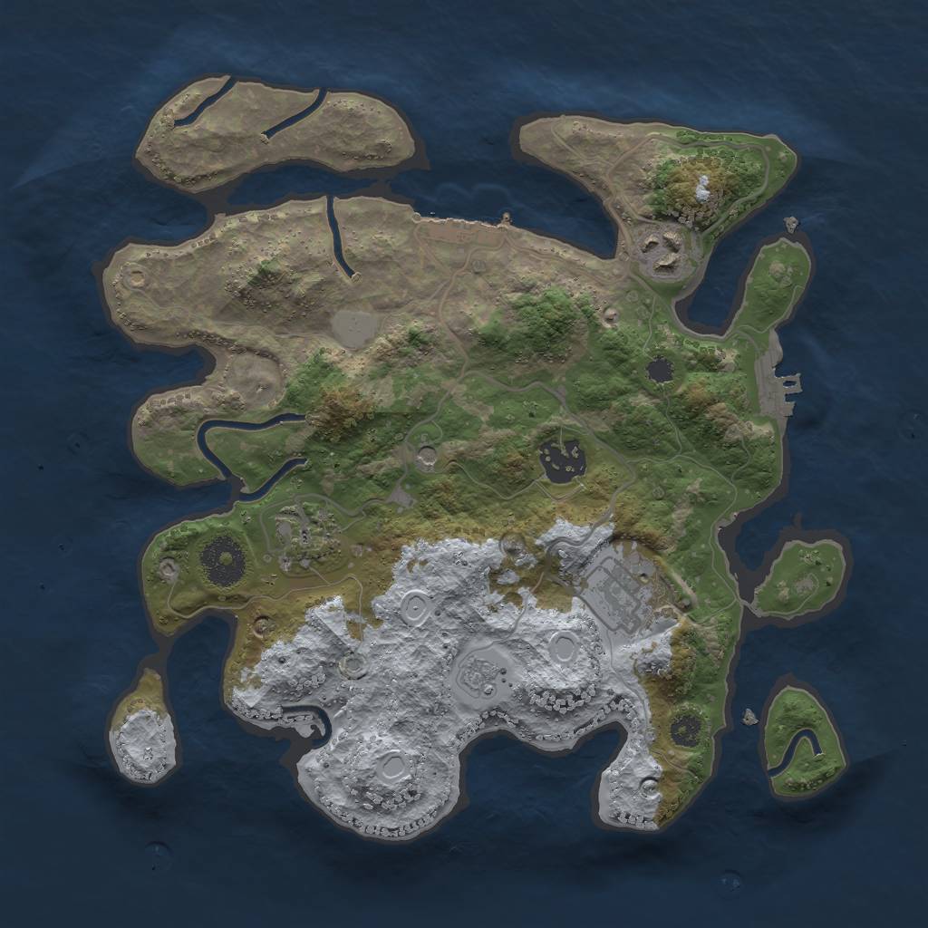Rust Map: Procedural Map, Size: 3000, Seed: 523733, 13 Monuments