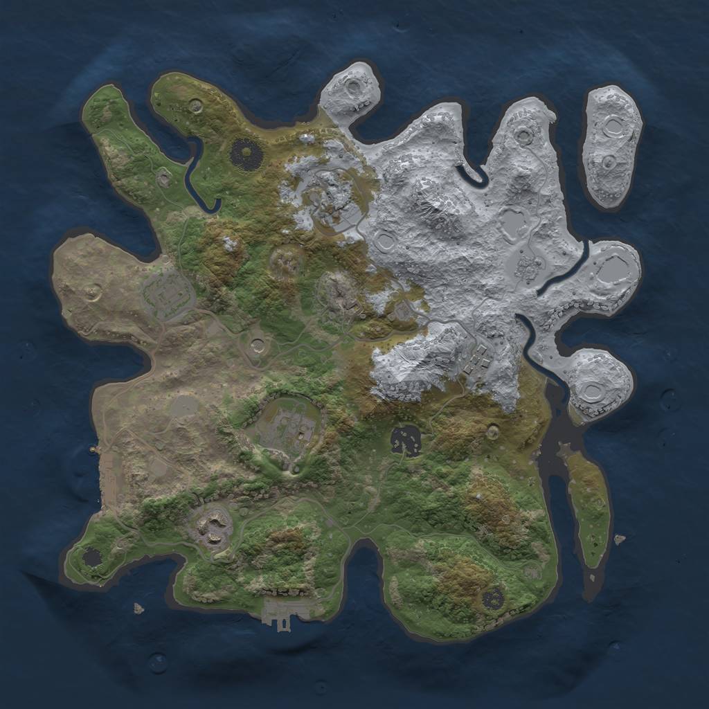 Rust Map: Procedural Map, Size: 3250, Seed: 2830145, 15 Monuments