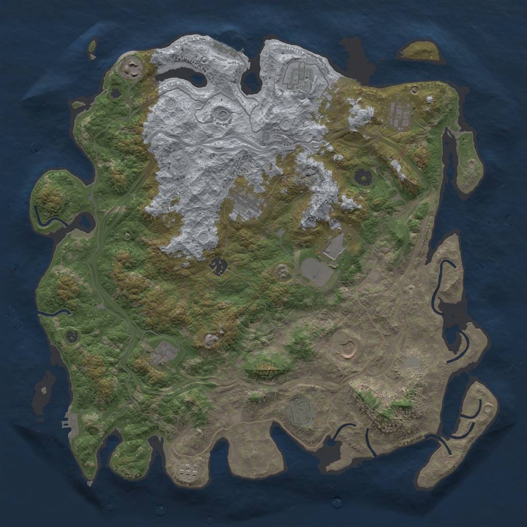 Rust Map: Procedural Map, Size: 4500, Seed: 8381911, 19 Monuments