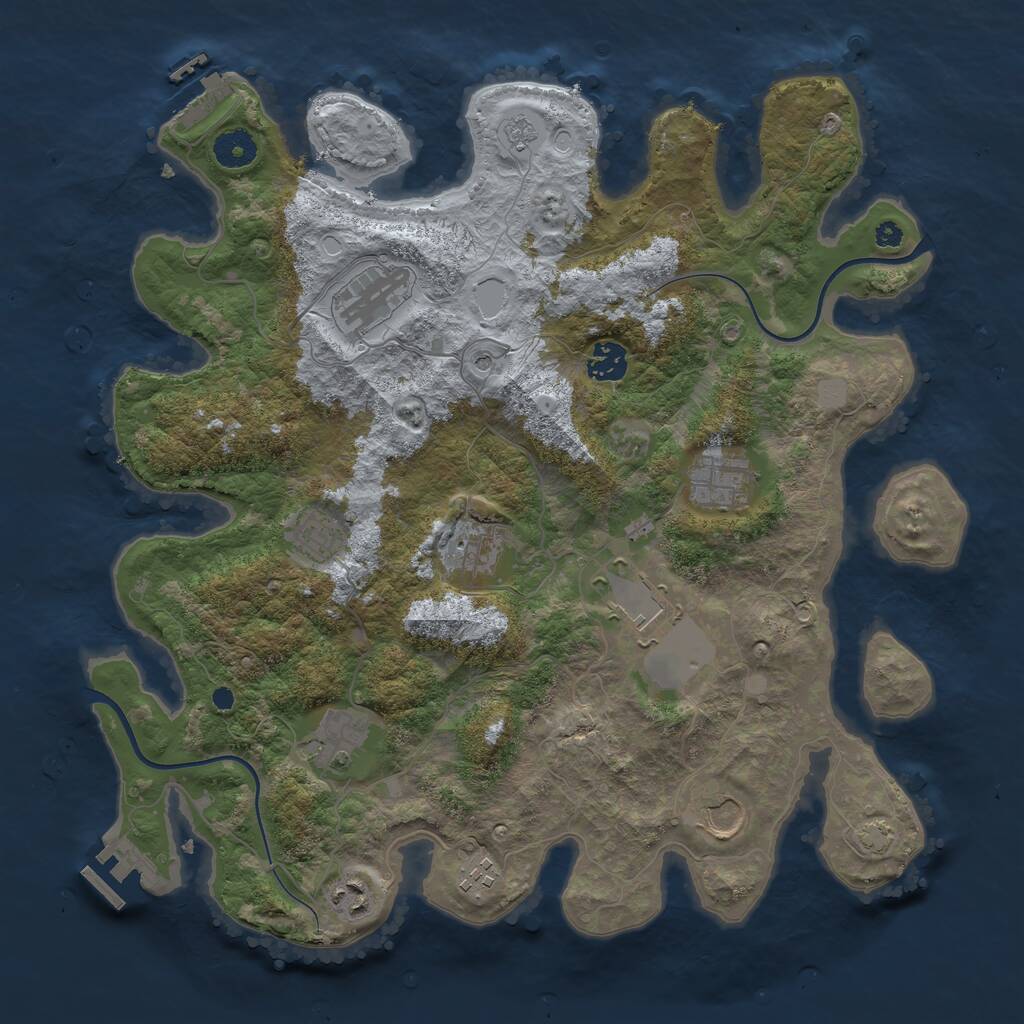 Rust Map: Procedural Map, Size: 3800, Seed: 58785153, 16 Monuments