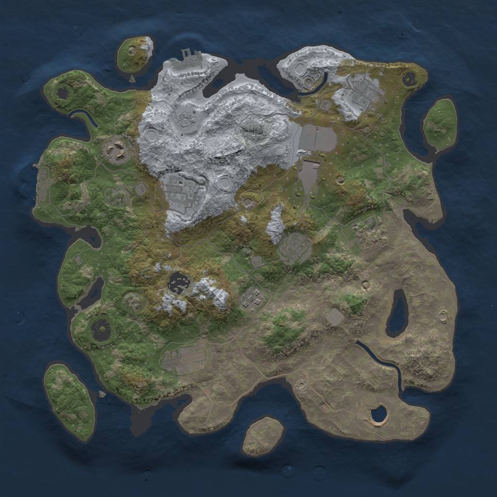 Rust Map: Procedural Map, Size: 3500, Seed: 304998170, 19 Monuments