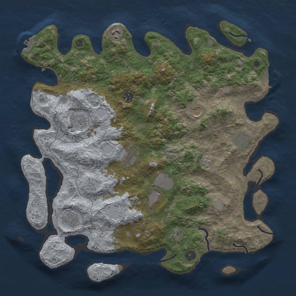 Rust Map: Procedural Map, Size: 4200, Seed: 88542356, 19 Monuments