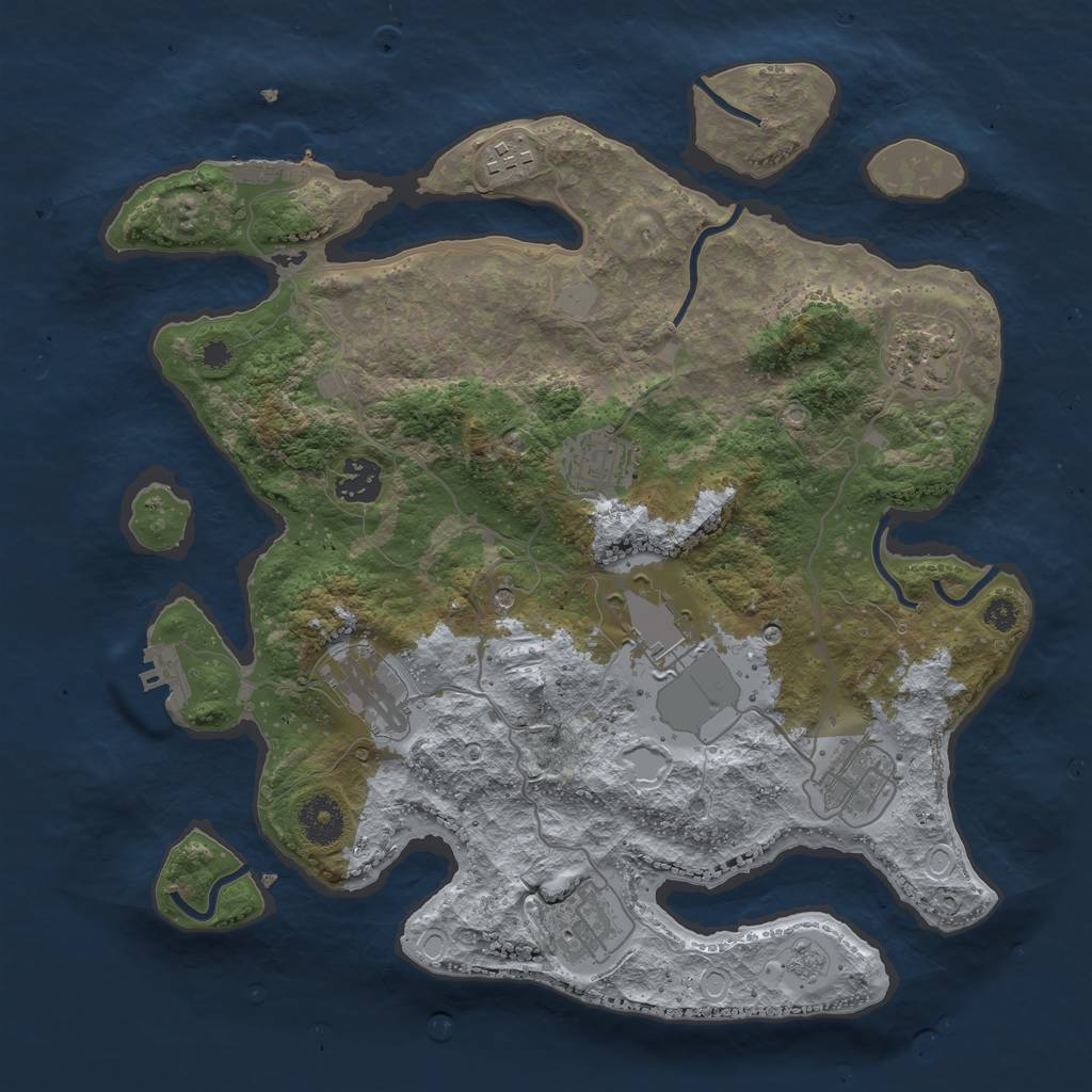 Rust Map: Procedural Map, Size: 3500, Seed: 1928821809, 17 Monuments