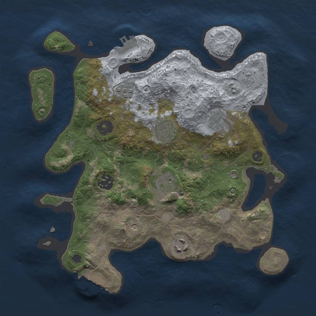 Rust Map: Procedural Map, Size: 3000, Seed: 851923142, 15 Monuments