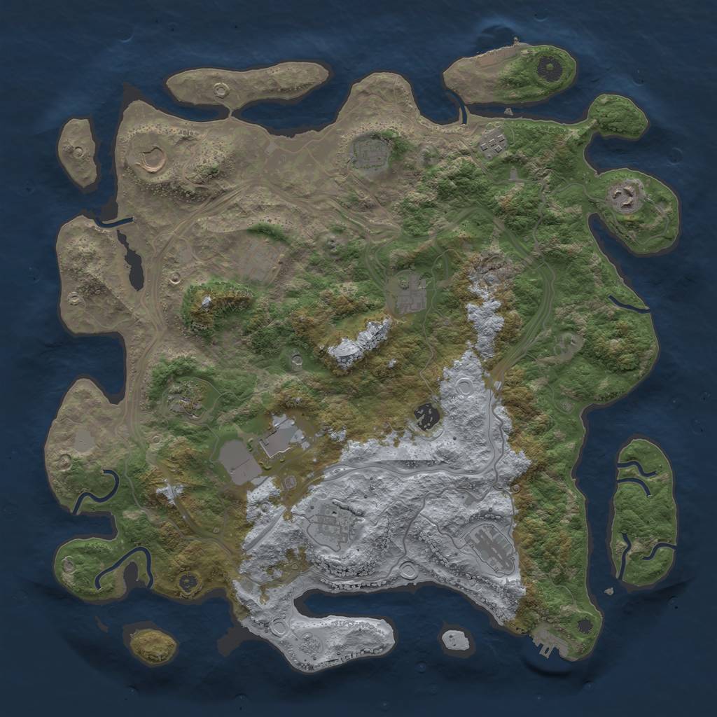 Rust Map: Procedural Map, Size: 4250, Seed: 376274543, 20 Monuments