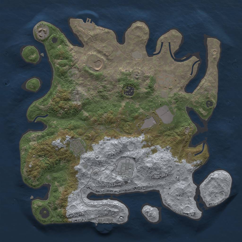 Rust Map: Procedural Map, Size: 3500, Seed: 747100994, 16 Monuments