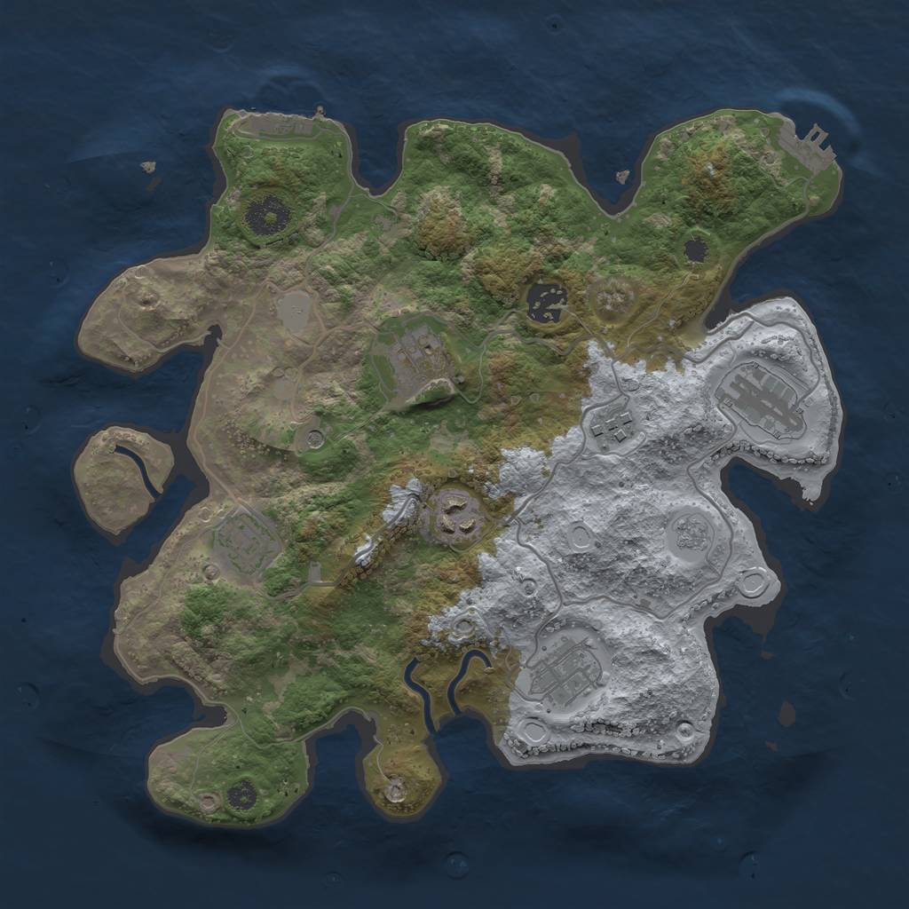 Rust Map: Procedural Map, Size: 3250, Seed: 9896235, 16 Monuments