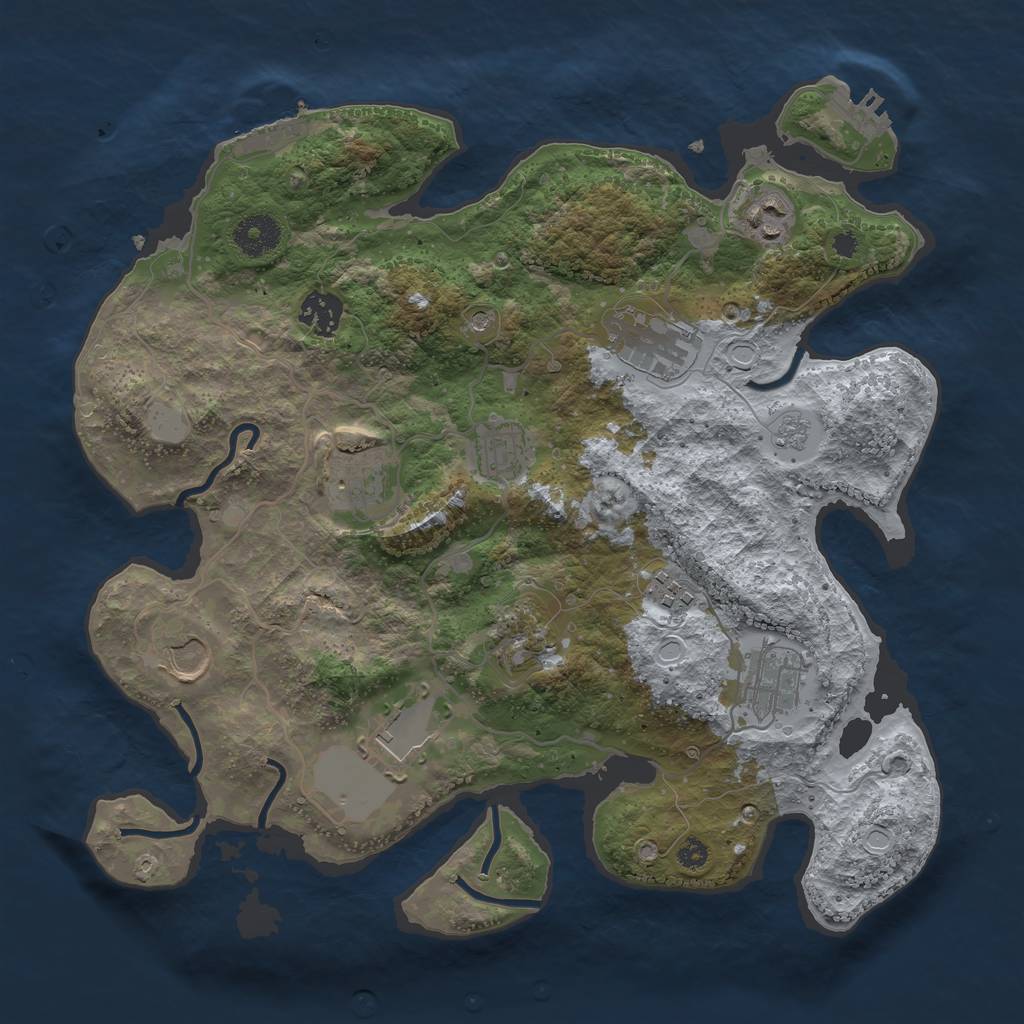 Rust Map: Procedural Map, Size: 3500, Seed: 1819371236, 19 Monuments