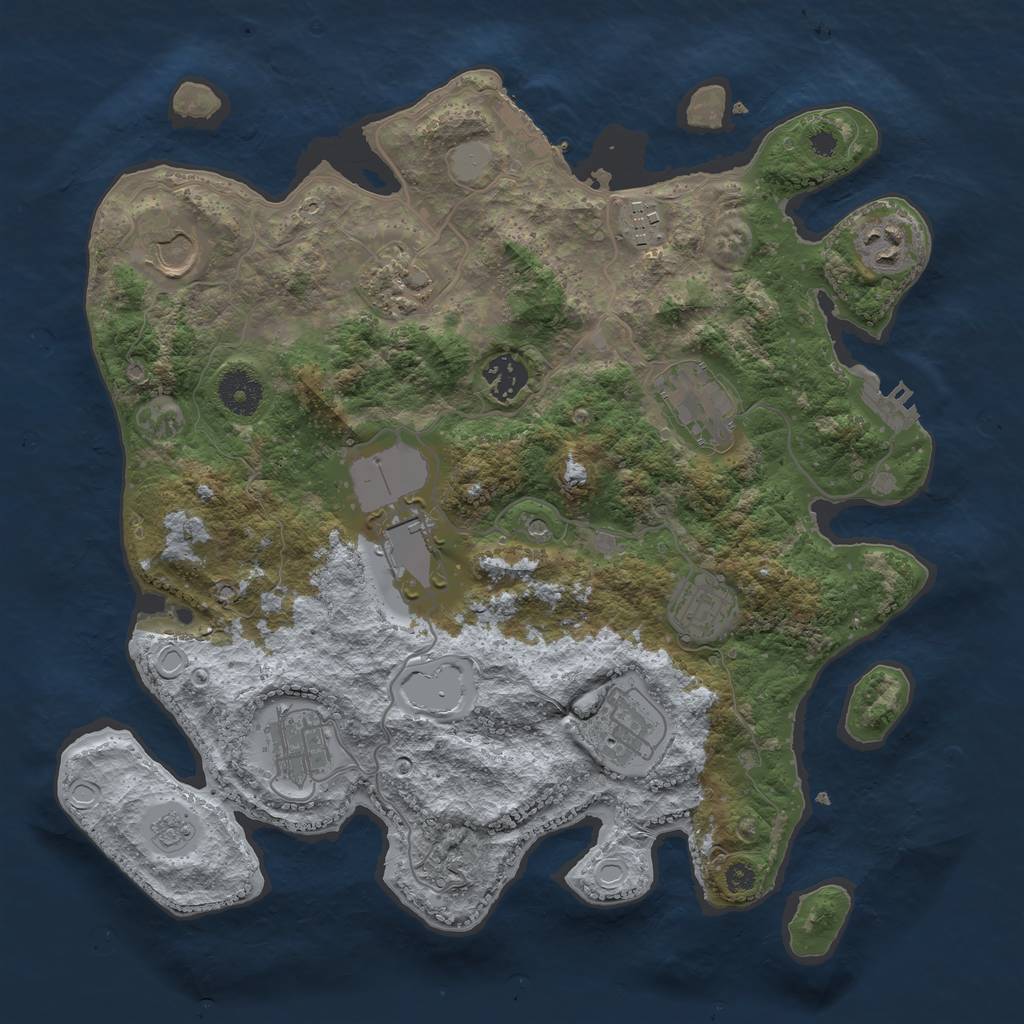 Rust Map: Procedural Map, Size: 3500, Seed: 13827, 19 Monuments